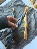 Beeswax Twin-flame indigo candle