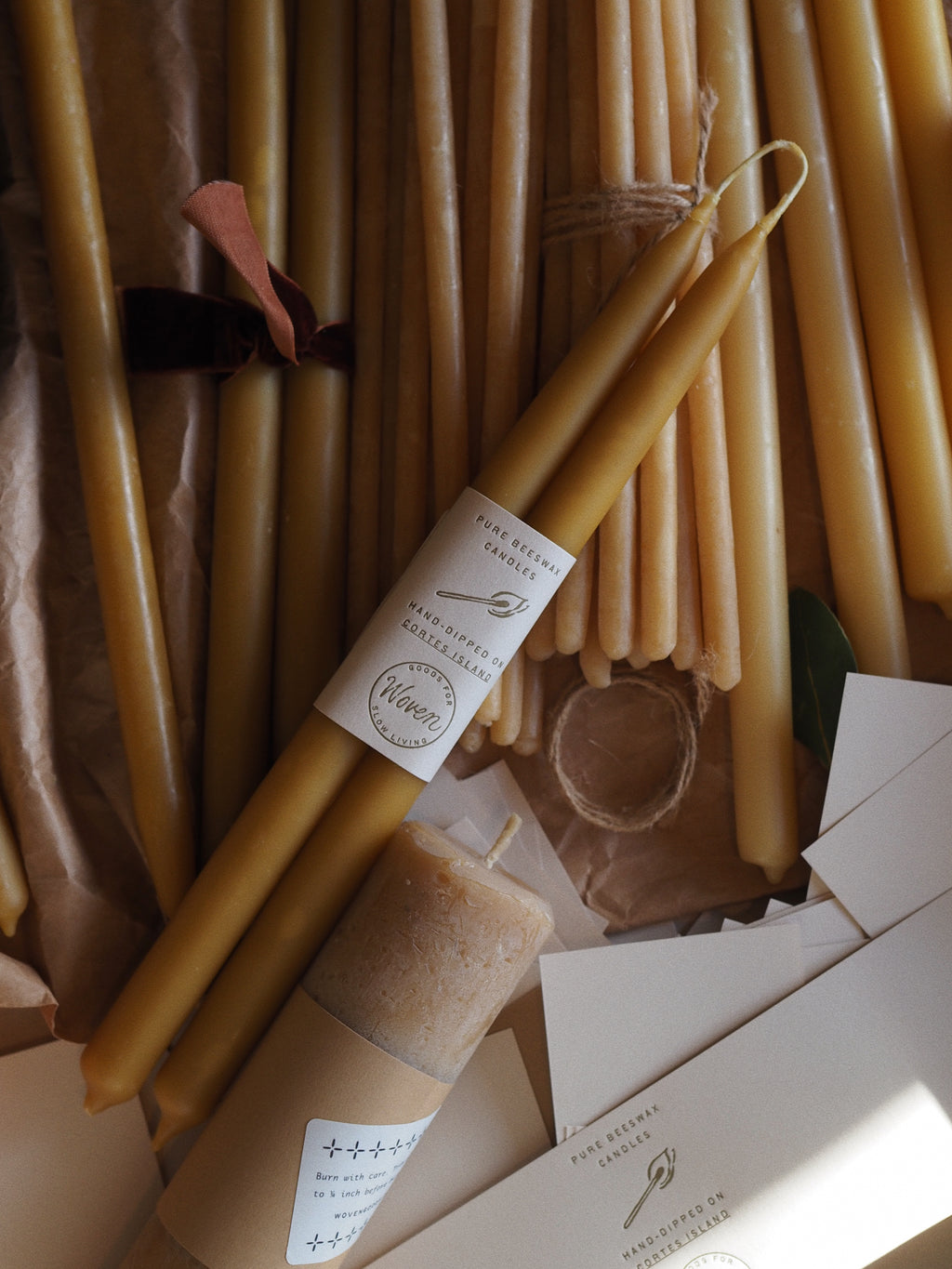 Beeswax  Taper - 12" - Pair of 2