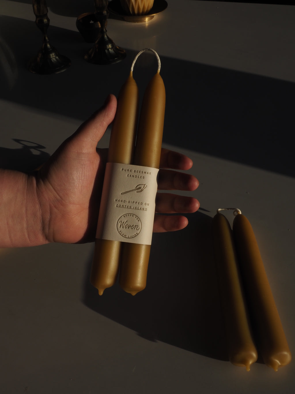 Beeswax shorty candles 8"