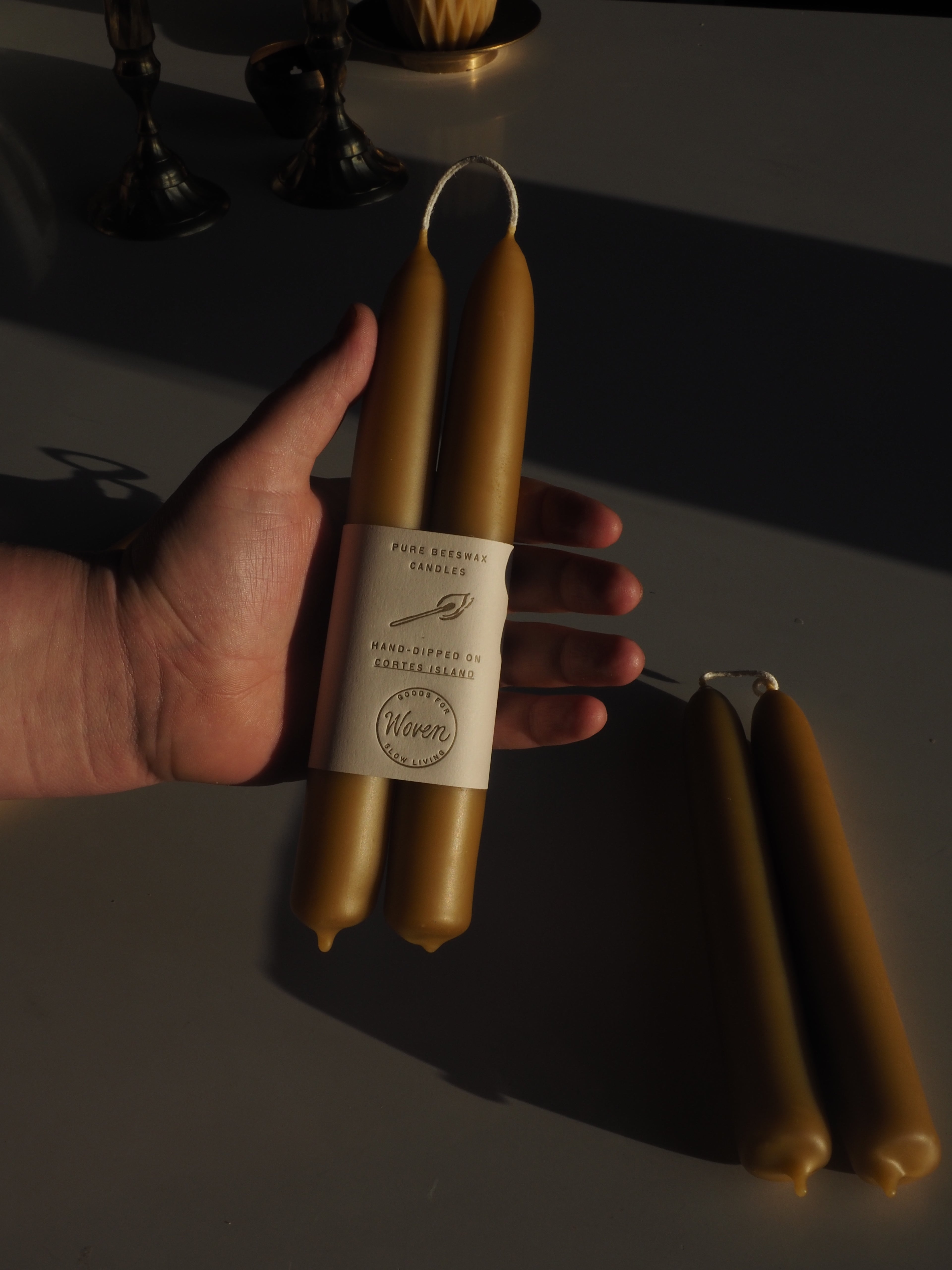 Beeswax shorty candles 8"