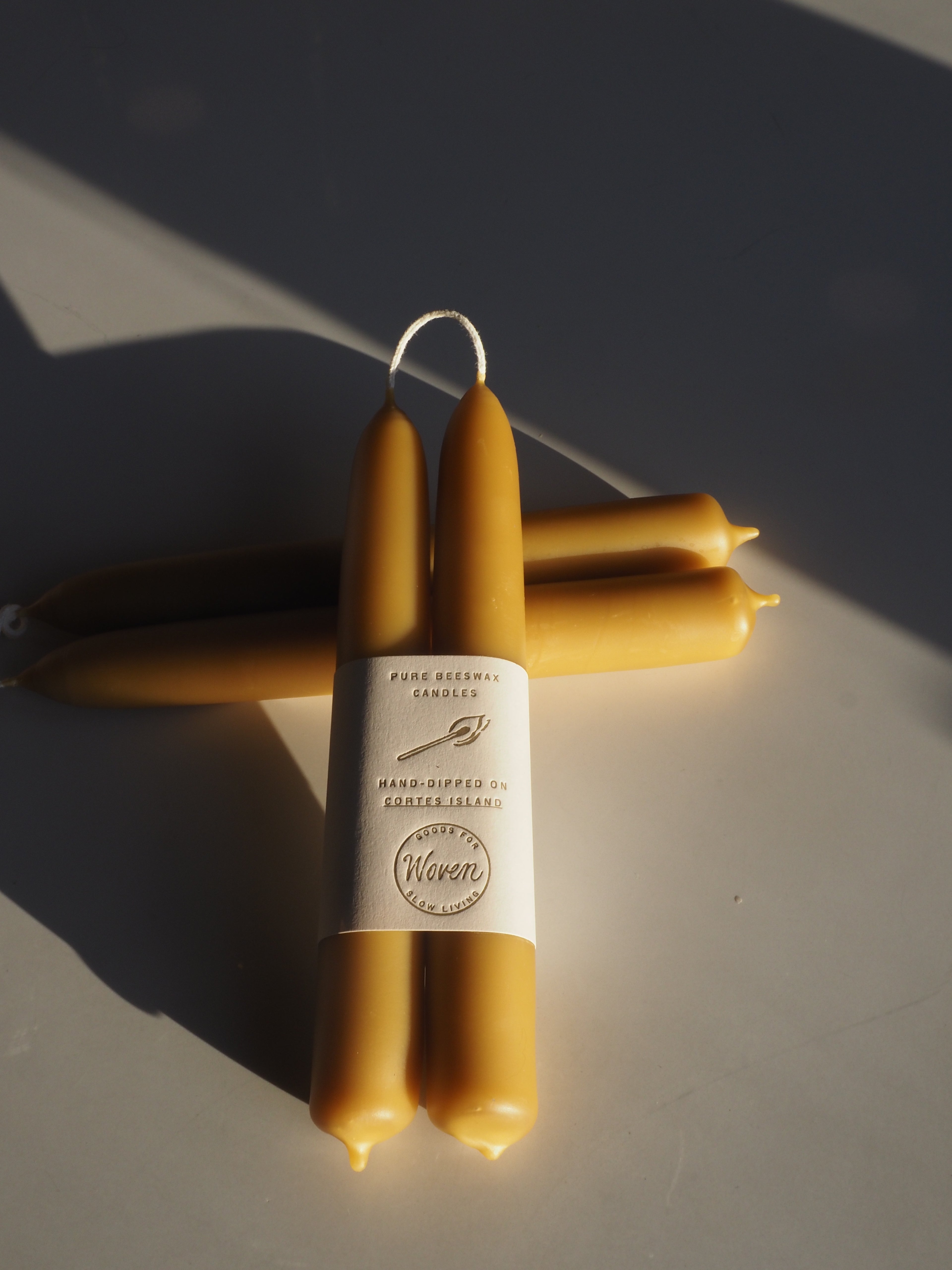 Beeswax shorty candles 8"