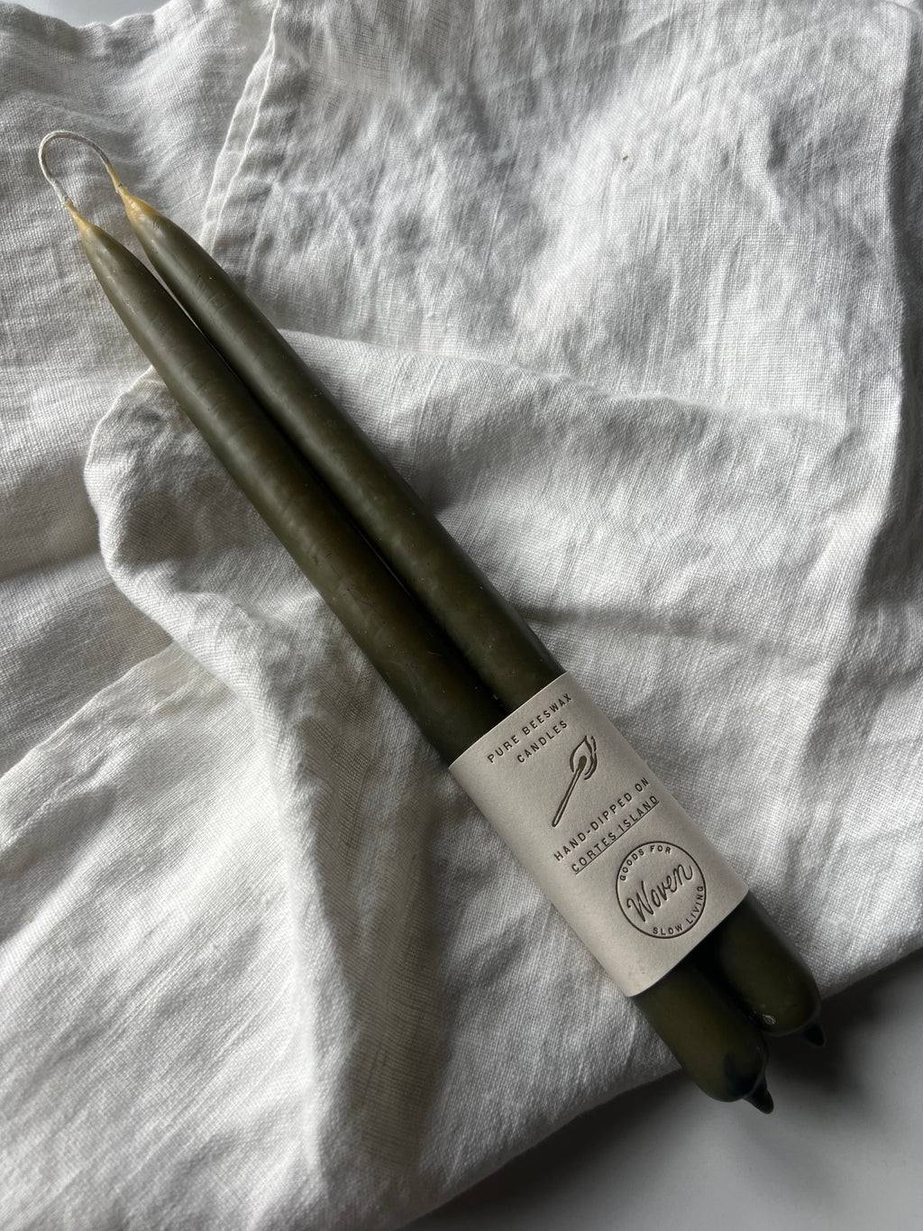 Indigo dyed Beeswax Tapers