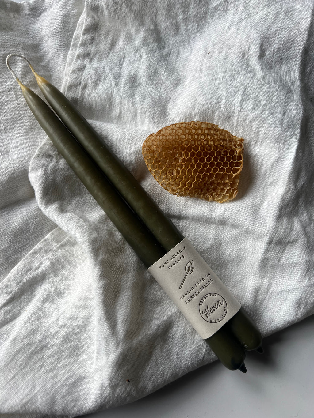 Indigo dyed Beeswax Tapers