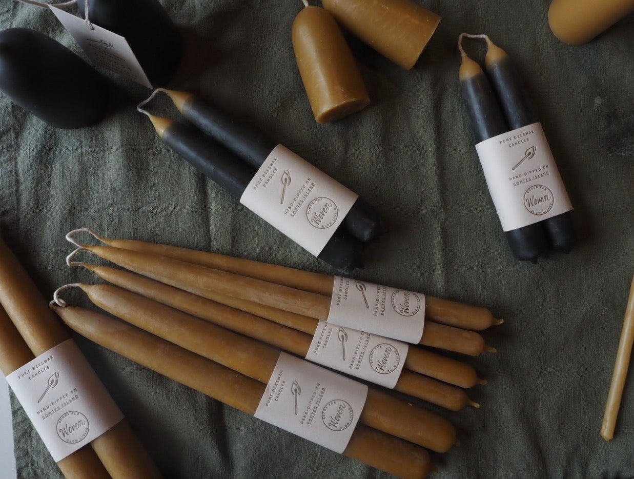 Beeswax shorty candles INDIGO 8"