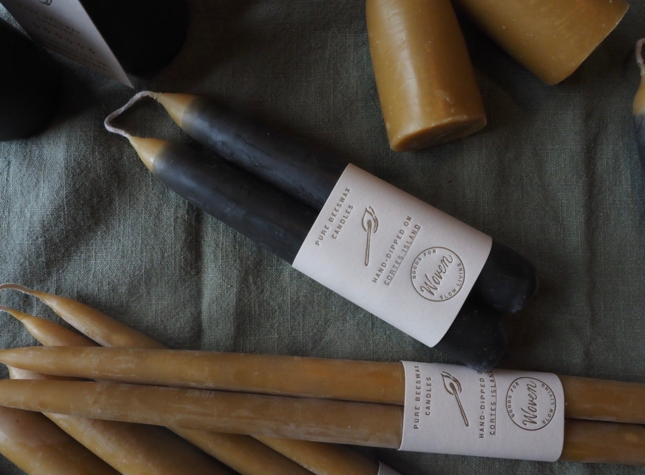 Beeswax shorty candles INDIGO 8"