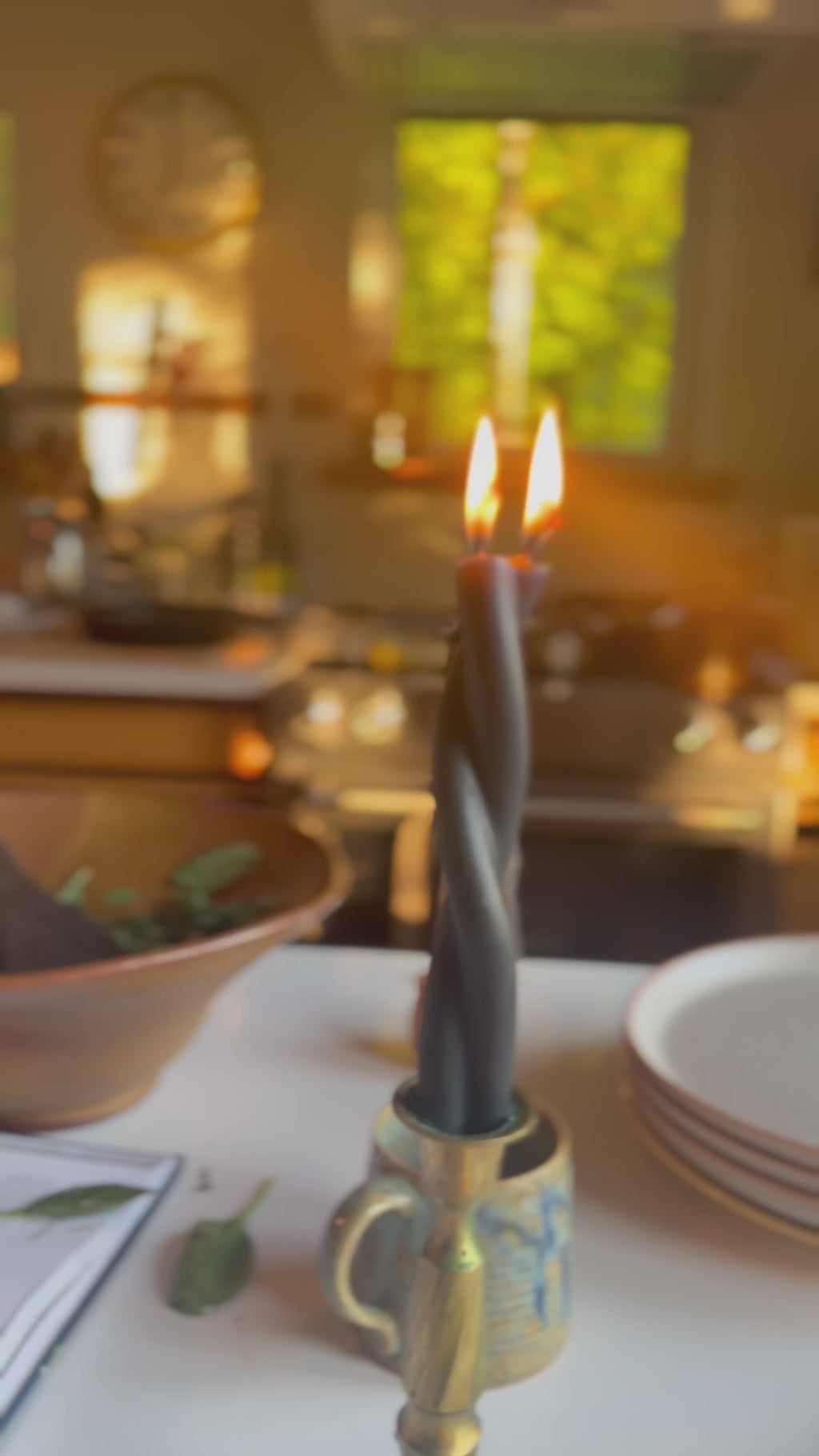 Beeswax Twin-flame indigo candle